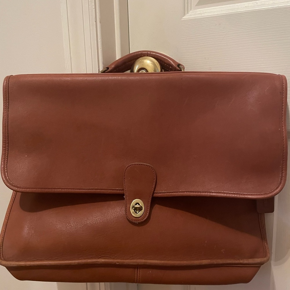 Vintage Coach Classic Brown Leather Briefcase Bag